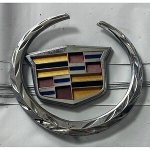 Cadillac Rear Trunk Crest & Wreath Emblem Chrome OEM Used